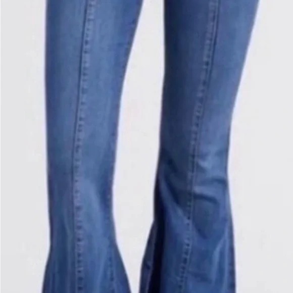 Judy Blue JB8490 High Rise Seamed Front Raw Hem Flare Jeans size 7 - Picture 5 of 10